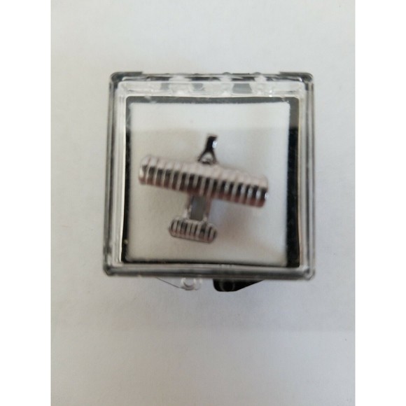 Wright B Flyer Air Plane Metal Tie Tack in Plastic Case NEW Great Gift - Picture 1 of 6